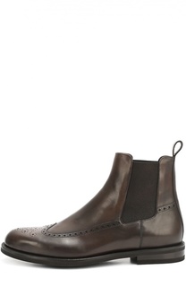 Кожаные челси с брогированием Ermenegildo Zegna
