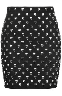 Джинсовая мини-юбка с декоративной отделкой в виде сердец Saint Laurent
