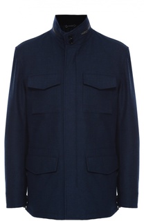 Френч из смеси шерсти и кашемира с отделкой из натуральной кожи Ermenegildo Zegna