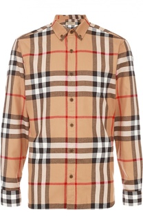 Хлопковая рубашка с воротником button down Burberry