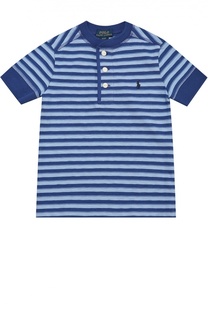 Хлопковая футболка хенли в полоску Polo Ralph Lauren