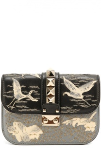 Сумка Glam Lock small с вышивкой бисером и аппликациями Valentino