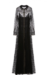 Кружевное платье-рубашка в пол с контрастной отделкой Valentino