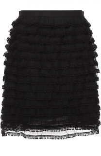 Мини-юбка с оборками и декоративной отделкой REDVALENTINO