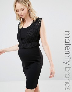 Платье-футляр для беременных с баской Mamalicious Nursing - Черный Mama.Licious
