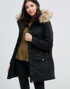 JDY Mandy Faux Fur Trim Parka - Черный