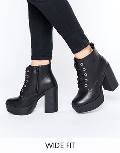 Ботинки на шнуровке для широкой стопы New Look - Черный
