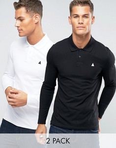 2 обтягивающих поло из пике с длинными рукавами ASOS - СКИДКА 16 - Мульти