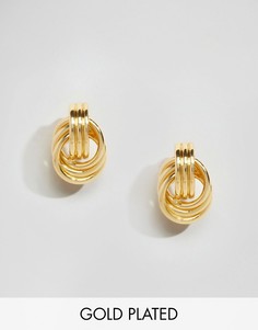 Позолоченные серьги-гвоздики с узелками Nylon - Золотой