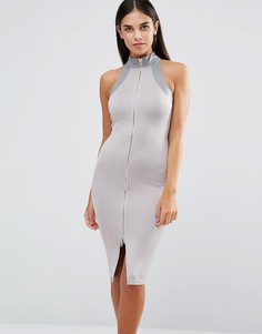 Платье-футляр с молнией спереди AX Paris - Серый