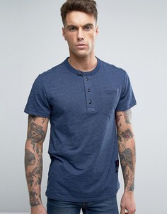 G-Star Riban T-Shirt in Grandad Collar - Синий