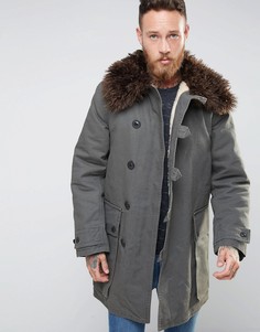 Nudie Connor Parka with Faux Fur Collar - Зеленый