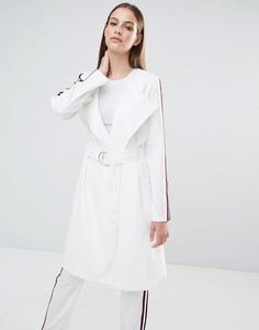 Тренч без воротника в полоску Lavish Alice - Белый