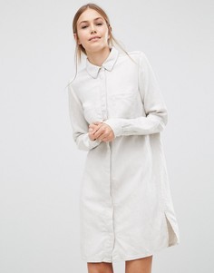 Льняное платье-рубашка Just Female Sketch - Кремовый