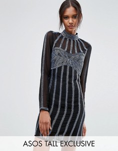 ASOS TALL Linear Embellished Mini Sequin Dress - Мульти