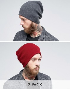 Набор из 2 мешковатых шапок-бини (темно-серая/бордовая) Gregorys - Мульти