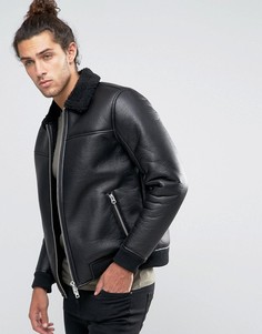 Куртка-пилот из искусственной кожи с воротником борг Barneys - Черный Barneys Originals