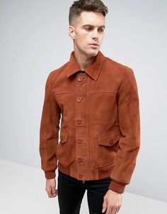 Замшевая куртка Харрингтон с подкладкой в стиле 70-х Barneys Premium - Рыжий Barneys Originals