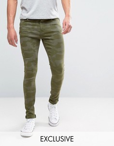 Супероблегающие джинсы зеленой камуфляжной расцветки Brooklyn Supply Co - Зеленый