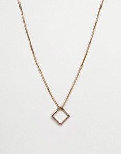 Ожерелье с квадратной подвеской Icon Brand - Золотой