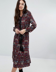 Платье миди с длинными рукавами и цветочным принтом Boohoo - Мульти