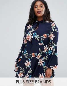 Alice &amp; You Floral Skater Dress With Fluted Sleeve - Мульти