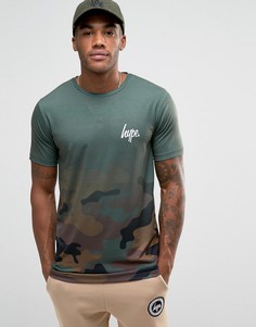 Футболка с камуфляжным принтом и выцветшим эффектом Hype - Зеленый