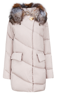 Пальто на натуральном пуху с отделкой мехом лисы La Reine Blanche