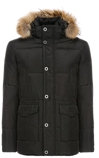 Куртка на искусственном пуху с отделкой мехом енота Jorg Weber