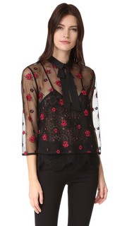 Блуза с прозрачной отделкой и цветочным рисунком The Kooples