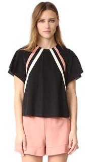 Блуза с короткими рукавами и спортивными полосками RED Valentino