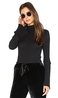 Cashmere rib mock neck tee - Enza Costa