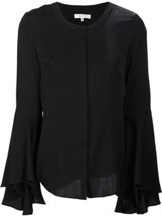 flared sleeve collarless shirt Milly