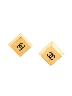 квадратные серьги с логотипом Chanel Vintage