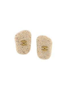 клипсы из агата с логотипом Chanel Vintage