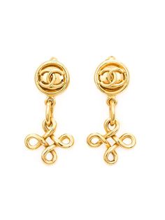 клипсы-подвески с логотипом Chanel Vintage