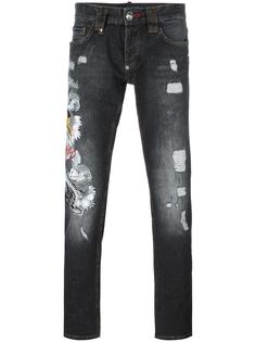 джинсы с вышивкой тигра Philipp Plein