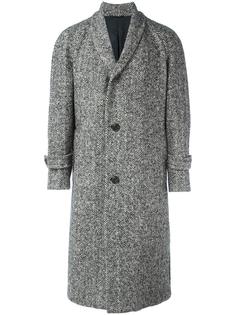 пальто с лацканами-шалька в елочку Wooster + Lardini