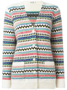 oversize fair isle knit cardigan Saint Laurent