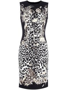 приталенное платье с леопардовым принтом Roberto Cavalli