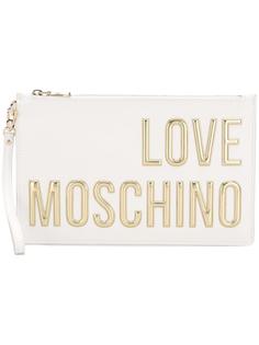 metallic logo zipped clutch Love Moschino