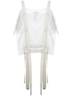 contrast panel sheer draped top Maison Margiela