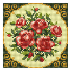 Алмазная мозаика по номерам "Букет красных роз" 20*20 см (на подрамнике) Tukzar