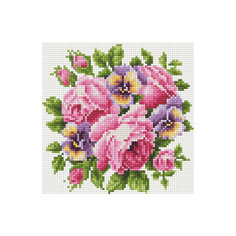 Алмазная мозаика по номерам "Розовые цветы" 20*20 см (на подрамнике) Tukzar