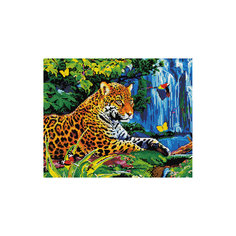 Алмазная мозаика "Леопард у водопада" 40*50 см Tukzar