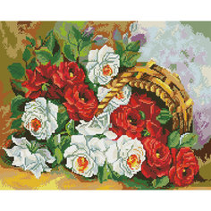 Алмазная мозаика "Корзинка с бархатными розами" 40*50 см Tukzar