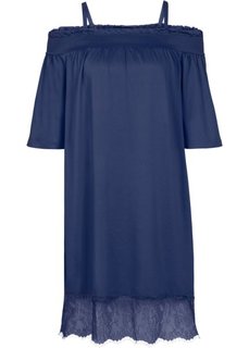 Трикотажное платье с кружевом (черный) Bonprix