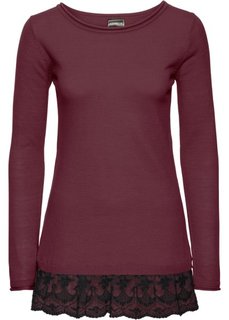 Вязаный пуловер с кружевом (светло-серый/черный) Bonprix