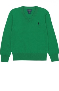 Шерстяной пуловер с логотипом бренда Polo Ralph Lauren