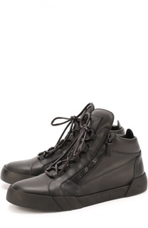 Высокие кожаные кеды The Shark 4.0 на шнуровке с молниями Giuseppe Zanotti Design